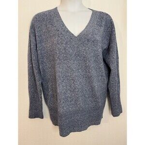 White House Black Market Wool Blend Sweater Womens Large V Neck  Blue Soft XL